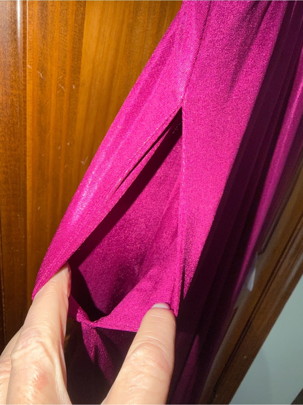 Dress the Population Fuchsia V-Neck Maxi Dress with Pockets - Picture 8 of 10